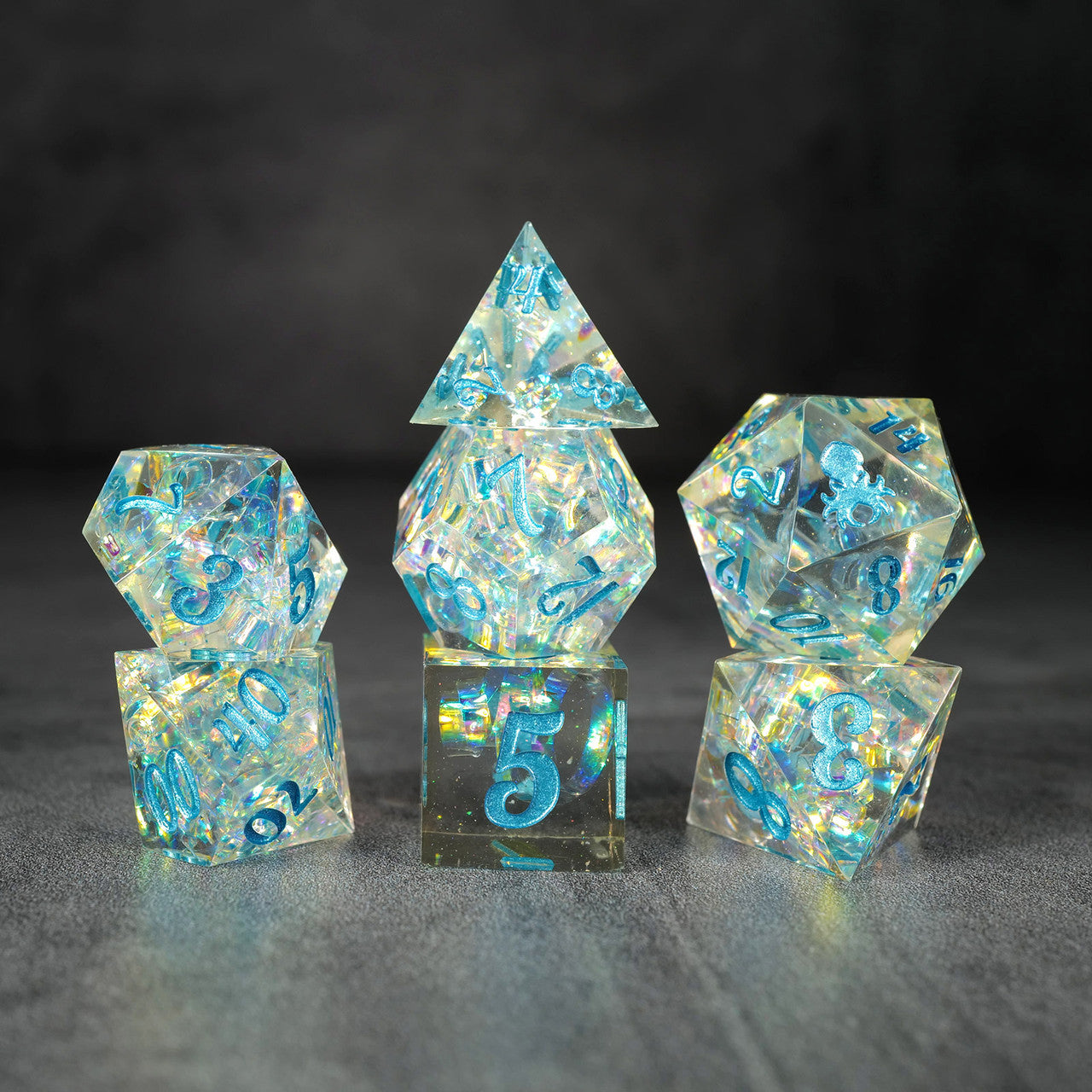 Kraken Lux Production Sample #16 7pc Sharp Edge Dice Set